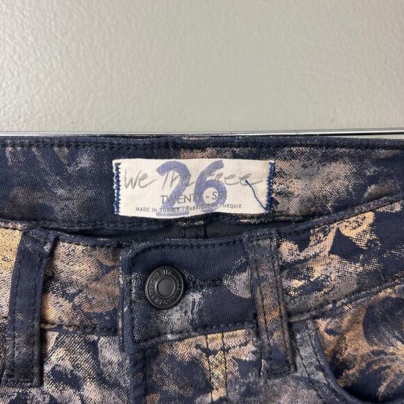 NWT We the Free People Inferno Metallic Flare Jeans Floral Low Rise size 26 Boho - Picture 10 of 12